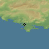 Shaded relief of the 52 km around Sanary-sur-Mer, drawn from the GMTED2010 grid
