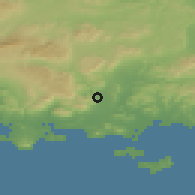 Shaded relief of the 52 km around Solliès-Pont, drawn from the GMTED2010 grid