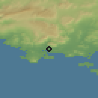 Shaded relief of the 52 km around Toulon, drawn from the GMTED2010 grid