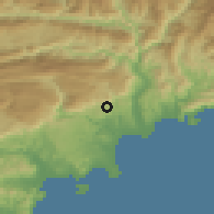 Shaded relief of the 52 km around Vence, drawn from the GMTED2010 grid