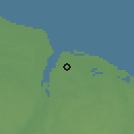 Shaded relief of the 60 km around Awala-Yalimapo, drawn from the GMTED2010 grid
