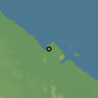 Shaded relief of the 60 km around Cayenne, drawn from the GMTED2010 grid