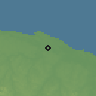 Shaded relief of the 60 km around Iracoubo, drawn from the GMTED2010 grid