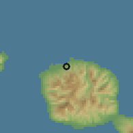 Shaded relief of the 59 km around Arue, drawn from the GMTED2010 grid