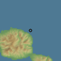 Shaded relief of the 59 km around Tiarei, drawn from the GMTED2010 grid
