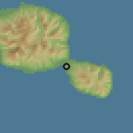 Shaded relief of the 59 km around Toahotu, drawn from the GMTED2010 grid
