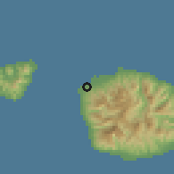 Shaded relief of the 59 km around Faaa, drawn from the GMTED2010 grid