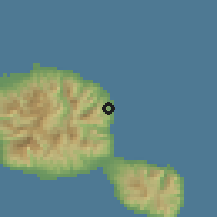 Shaded relief of the 59 km around Hitiaa, drawn from the GMTED2010 grid