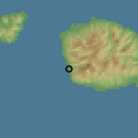 Shaded relief of the 59 km around Paea, drawn from the GMTED2010 grid