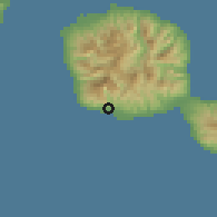 Shaded relief of the 59 km around Papara, drawn from the GMTED2010 grid