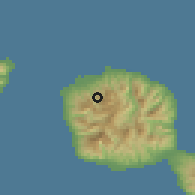 Shaded relief of the 59 km around Pirae, drawn from the GMTED2010 grid
