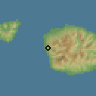Shaded relief of the 59 km around Punaauia, drawn from the GMTED2010 grid