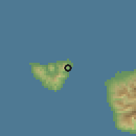 Shaded relief of the 59 km around Teavaro, drawn from the GMTED2010 grid