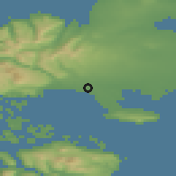 Shaded relief of the 50 km around Port-aux-Français, drawn from the GMTED2010 grid