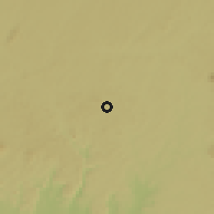 Shaded relief of the 60 km around Mitzic, drawn from the GMTED2010 grid