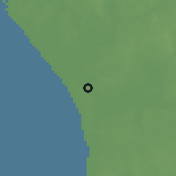 Shaded relief of the 60 km around Omboué, drawn from the GMTED2010 grid