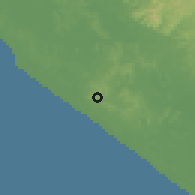 Shaded relief of the 60 km around Tsogni, drawn from the GMTED2010 grid