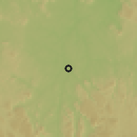 Shaded relief of the 60 km around Koulamoutou, drawn from the GMTED2010 grid