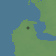 Shaded relief of the 60 km around Abuko, drawn from the GMTED2010 grid