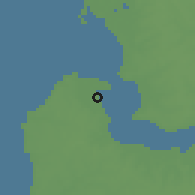 Shaded relief of the 60 km around Lamin, drawn from the GMTED2010 grid