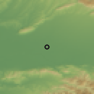 Shaded relief of the 53 km around Abasha, drawn from the GMTED2010 grid