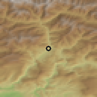Shaded relief of the 52 km around Tsageri, drawn from the GMTED2010 grid