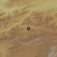 Shaded relief of the 53 km around Tsagveri, drawn from the GMTED2010 grid