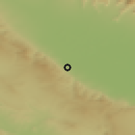 Shaded relief of the 53 km around Tsnori, drawn from the GMTED2010 grid