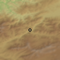 Shaded relief of the 53 km around Borjomi, drawn from the GMTED2010 grid