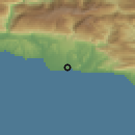 Shaded relief of the 52 km around Gudauta, drawn from the GMTED2010 grid