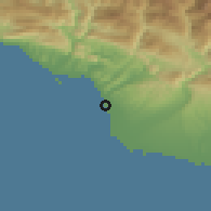 Shaded relief of the 52 km around Gulripshi, drawn from the GMTED2010 grid