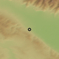 Shaded relief of the 53 km around Gurjaani, drawn from the GMTED2010 grid