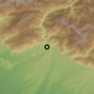 Shaded relief of the 52 km around Jvari, drawn from the GMTED2010 grid