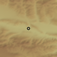 Shaded relief of the 53 km around Kaspi, drawn from the GMTED2010 grid
