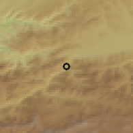 Shaded relief of the 53 km around Akhaldaba, drawn from the GMTED2010 grid