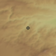 Shaded relief of the 53 km around Kazreti, drawn from the GMTED2010 grid