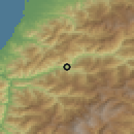 Shaded relief of the 53 km around Keda, drawn from the GMTED2010 grid