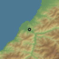 Shaded relief of the 53 km around Khelvachauri, drawn from the GMTED2010 grid