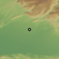 Shaded relief of the 52 km around Khoni, drawn from the GMTED2010 grid