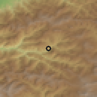 Shaded relief of the 53 km around Khulo, drawn from the GMTED2010 grid