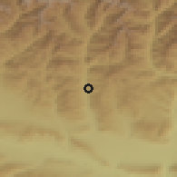 Shaded relief of the 53 km around Akhalgori, drawn from the GMTED2010 grid