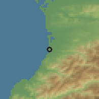 Shaded relief of the 53 km around Kobuleti, drawn from the GMTED2010 grid