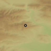 Shaded relief of the 53 km around Kojori, drawn from the GMTED2010 grid