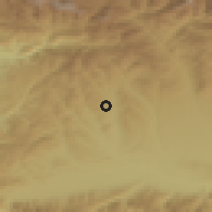Shaded relief of the 53 km around Kornisi, drawn from the GMTED2010 grid