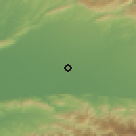 Shaded relief of the 53 km around Kulashi, drawn from the GMTED2010 grid