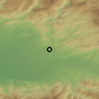 Shaded relief of the 53 km around Kutaisi, drawn from the GMTED2010 grid