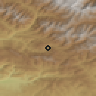 Shaded relief of the 52 km around Kvaisi, drawn from the GMTED2010 grid