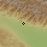 Shaded relief of the 53 km around Kvareli, drawn from the GMTED2010 grid