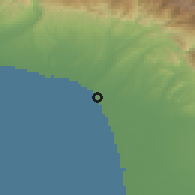 Shaded relief of the 52 km around Ochamchira, drawn from the GMTED2010 grid