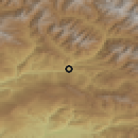 Shaded relief of the 52 km around Oni, drawn from the GMTED2010 grid